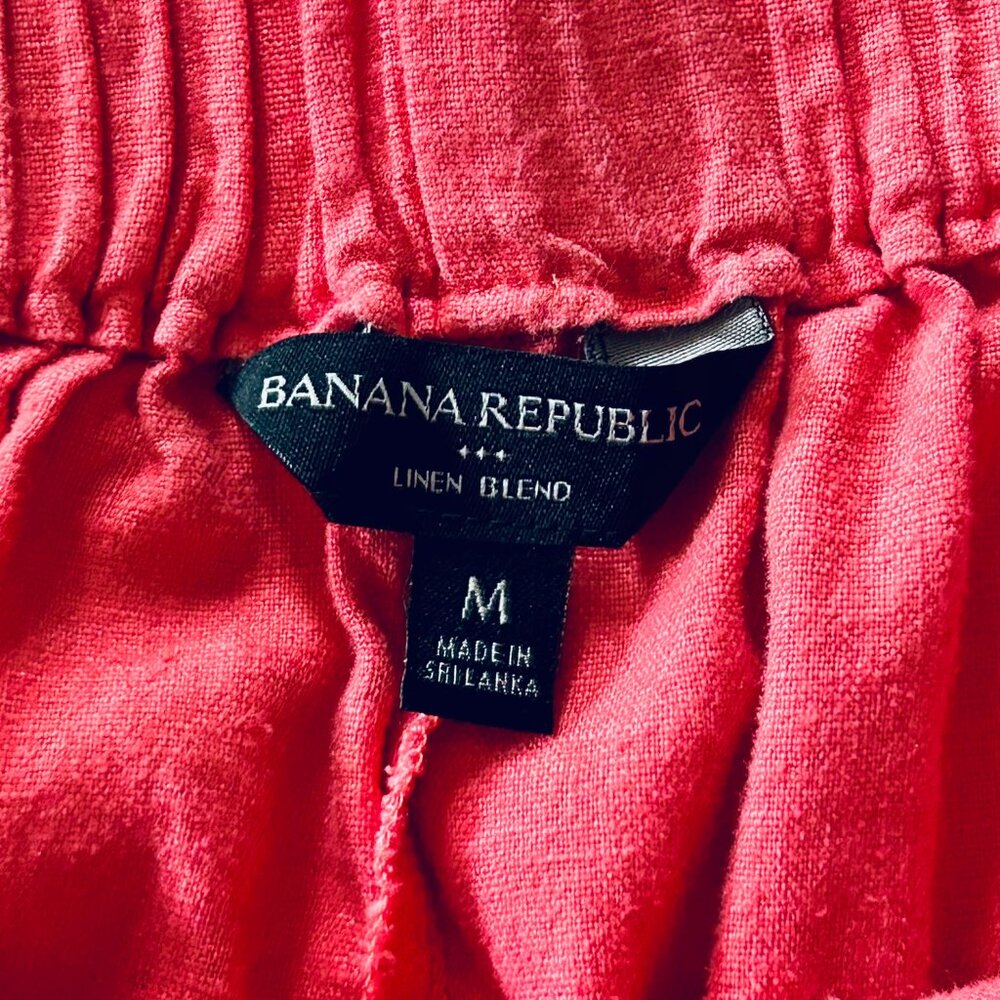 Banana Republic Factory High Waisted Linen Shorts in Bold Melon Size M - Picture 3 of 4
